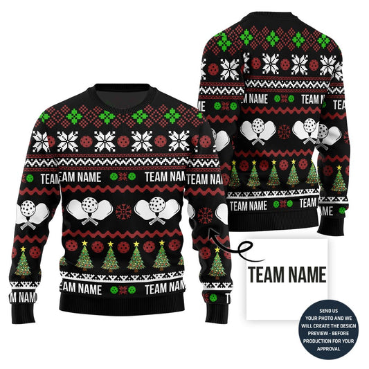 Dominate The Dink Custom Team Name Pickleball Ugly Christmas Sweater