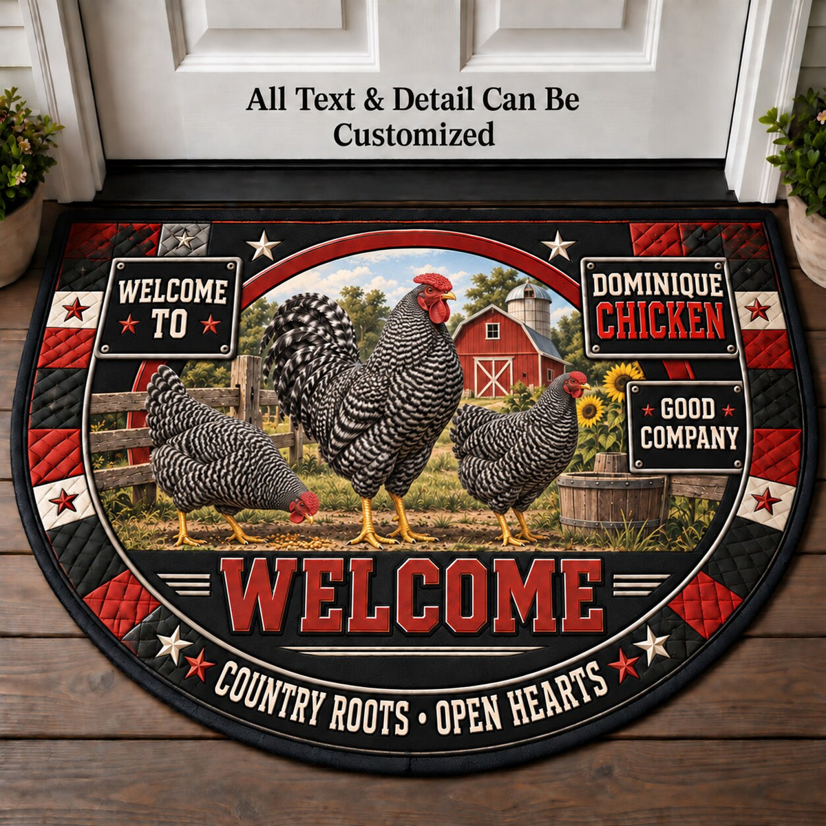 Dominique Chicken Personalized Half Round Mat | 5To9Vibe