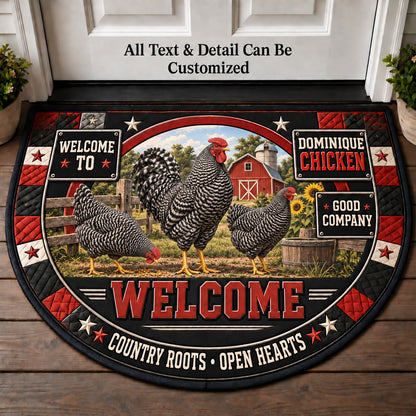 Dominique Chicken Personalized Half Round Mat | 5To9Vibe