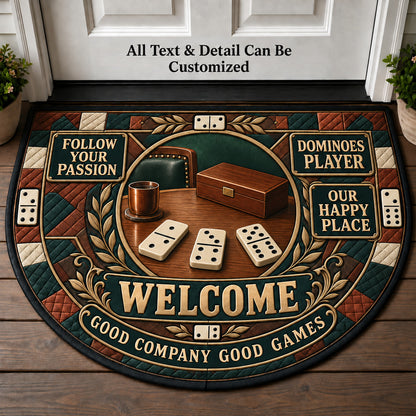 Dominoes Player Personalized Half Round Mat | 5To9Vibe