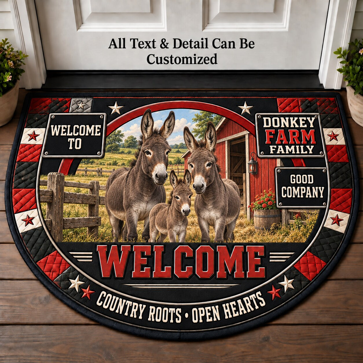 Donkey Farm Family Personalized Half Round Mat | 5To9Vibe