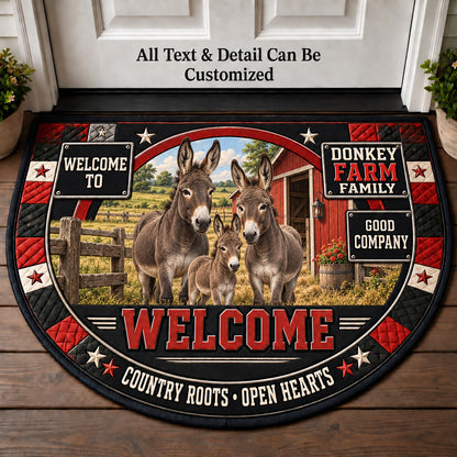 Donkey Farm Family Personalized Half Round Mat | 5To9Vibe