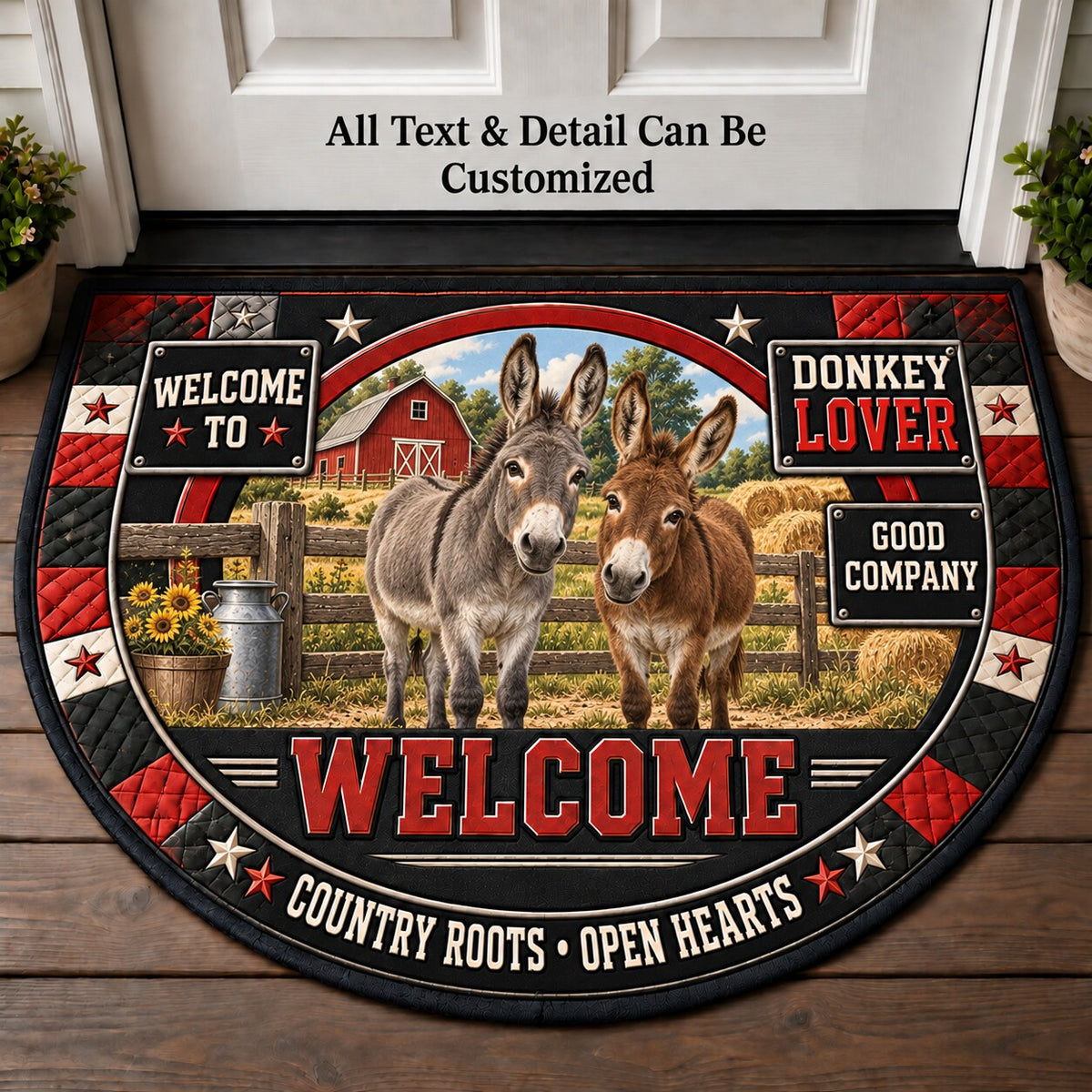 Donkey Lover Country Gift Personalized Half Round Mat | 5To9Vibe