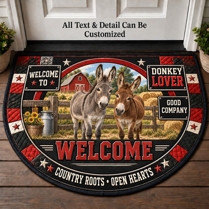 Donkey Lover Country Gift Personalized Half Round Mat | 5To9Vibe