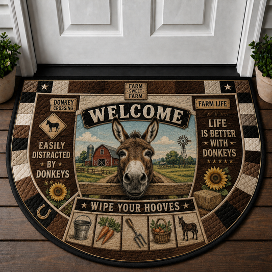 Wipe Your Hooves Donkey Doormat - Easily Distracted By Donkeys Welcome Mat - 5to9vibe
