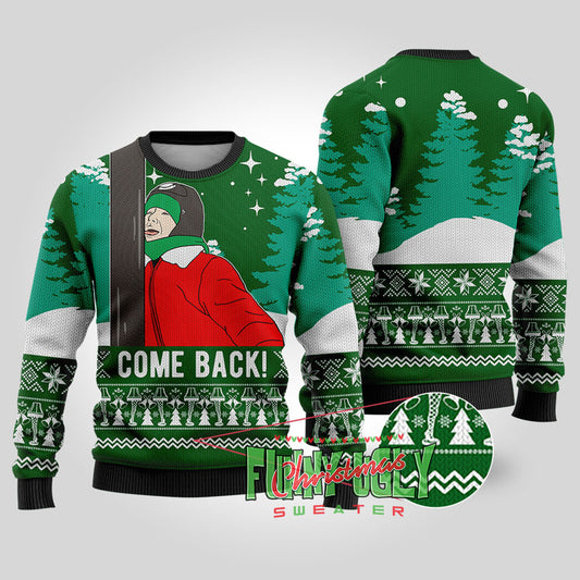 Don't Leave Me A Christmas Story Funny Sweater Forest Green