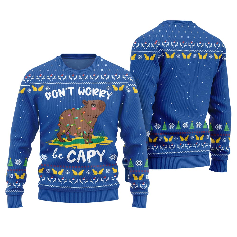 Dont Worry Be Capy Funny Christmas Sweater