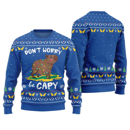 Dont Worry Be Capy Funny Christmas Sweater