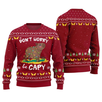 Dont Worry Be Capy Funny Christmas Sweater