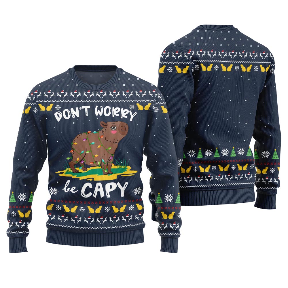 Dont Worry Be Capy Funny Christmas Sweater