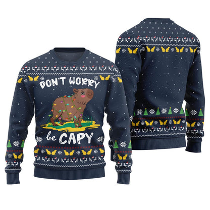 Dont Worry Be Capy Funny Christmas Sweater