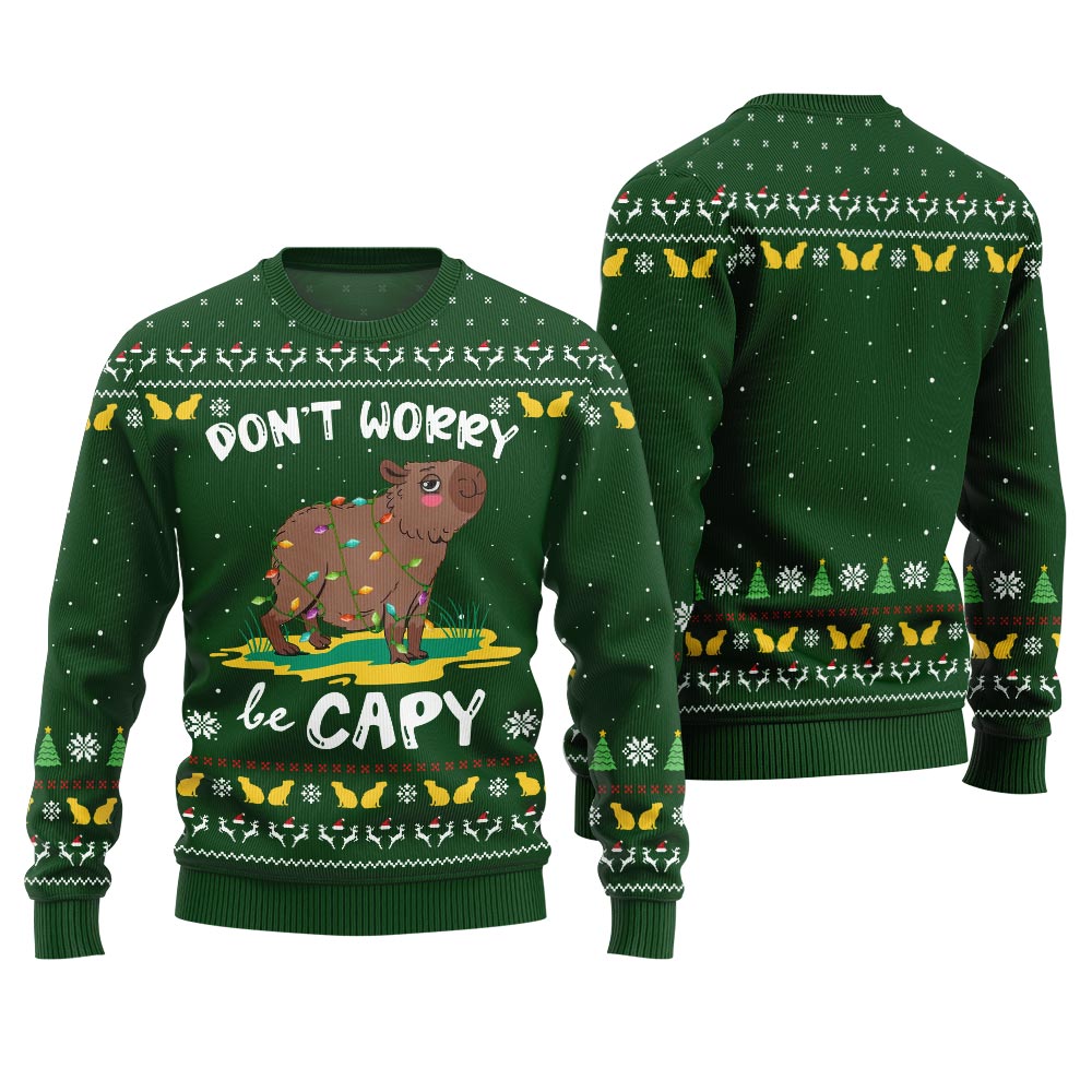 Dont Worry Be Capy Funny Christmas Sweater