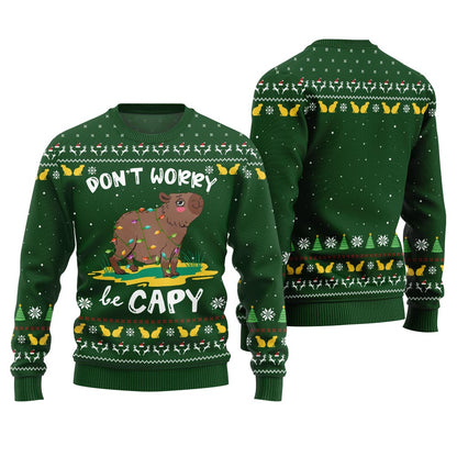 Dont Worry Be Capy Funny Christmas Sweater