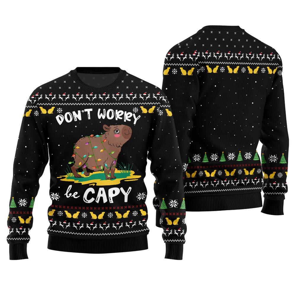 Dont Worry Be Capy Funny Christmas Sweater