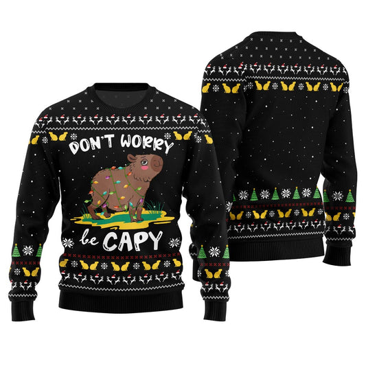 Dont Worry Be Capy Funny Christmas Sweater