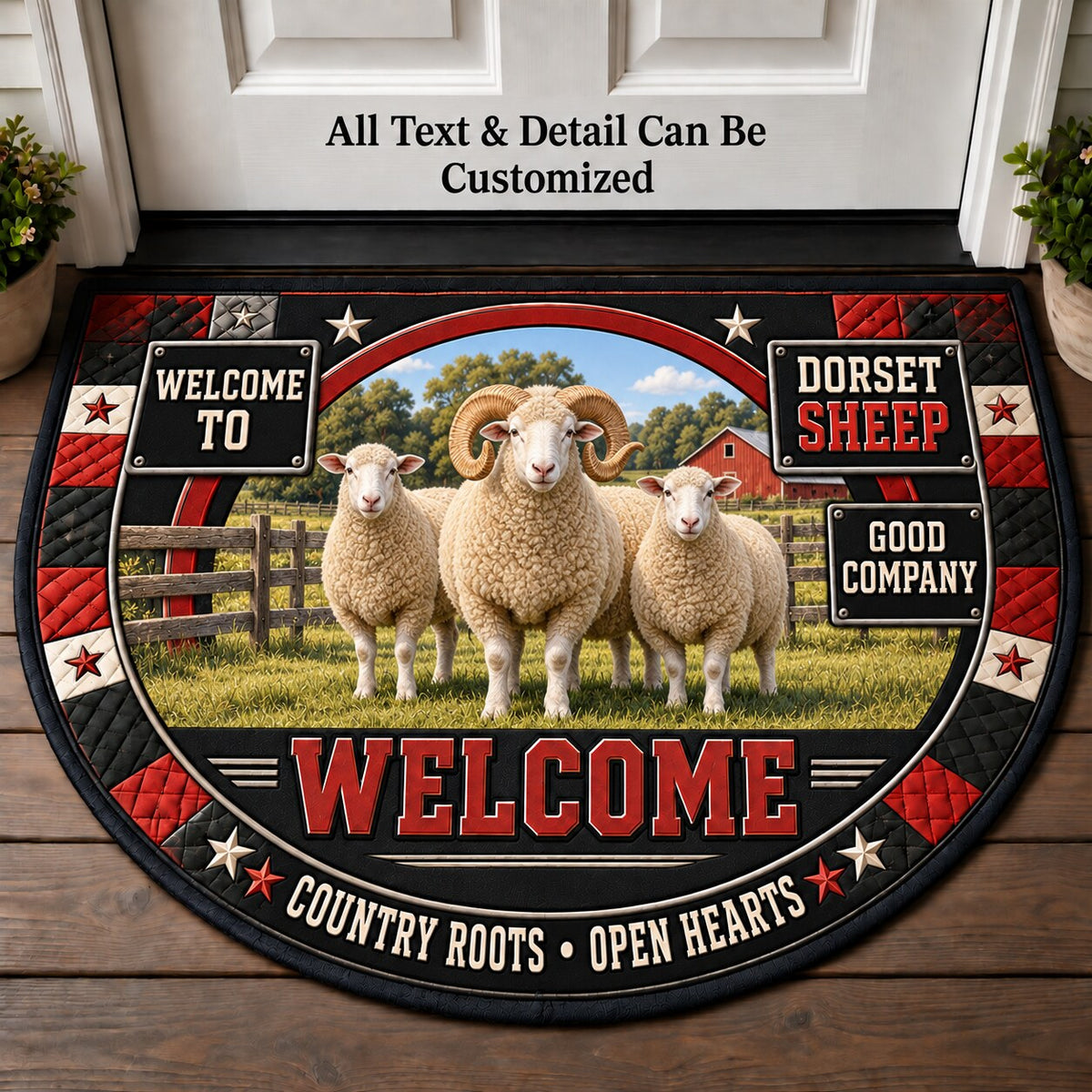 Dorset Sheep Personalized Half Round Mat | 5To9Vibe