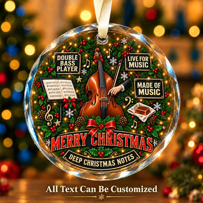 Double Bass Player Personalized Glass Ornament | 5To9Vibe