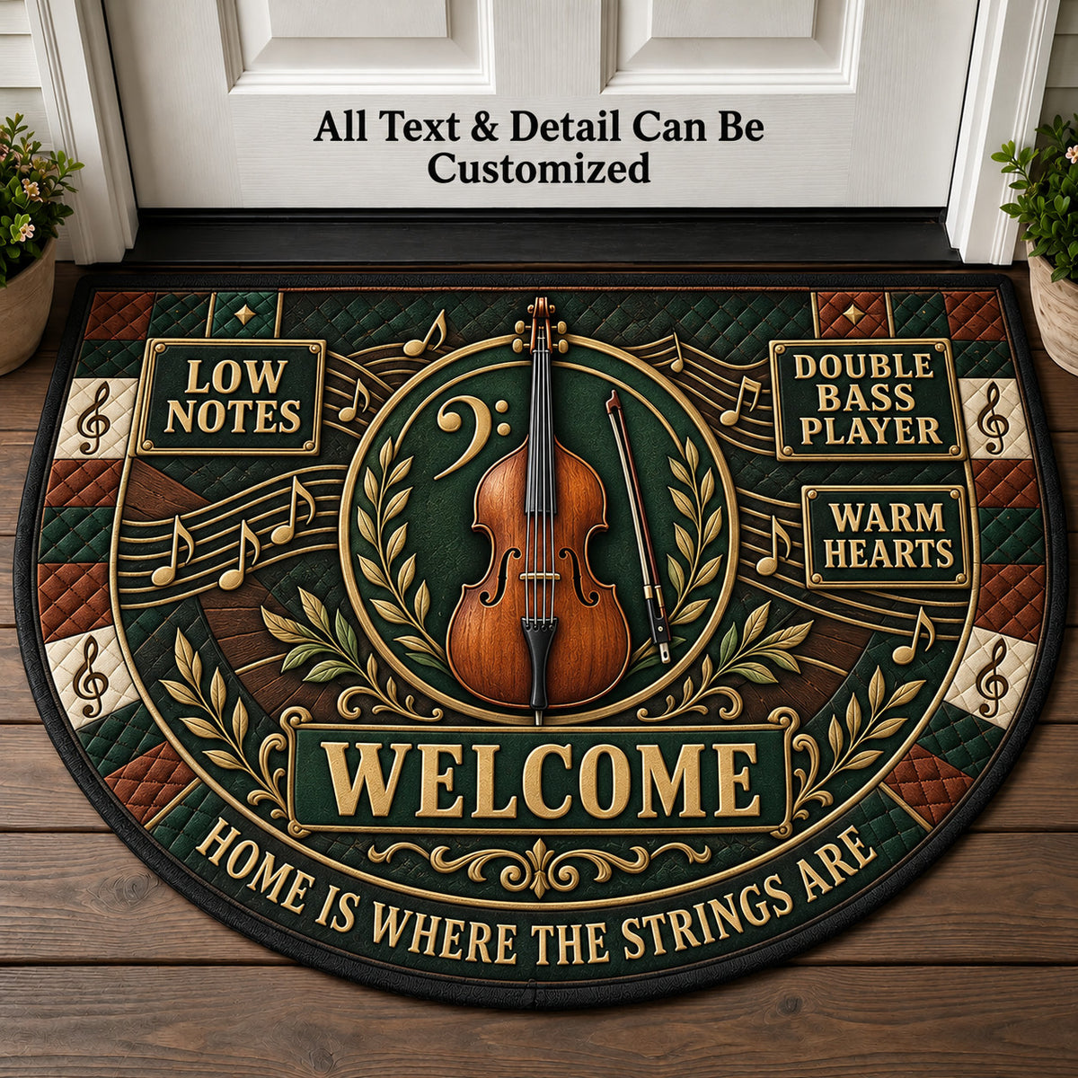 Double Bass Player Personalized Half Round Mat | 5To9Vibe