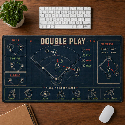 Double Play Baseball Blueprint Desk Mat | 5To9Vibe