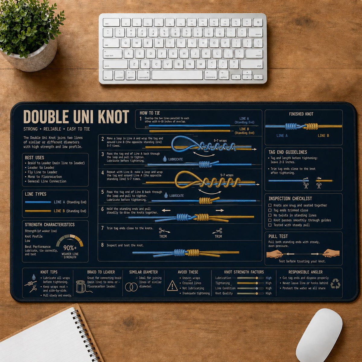 Double Uni Knot Fishing Field Guide Desk Mat | 5To9Vibe