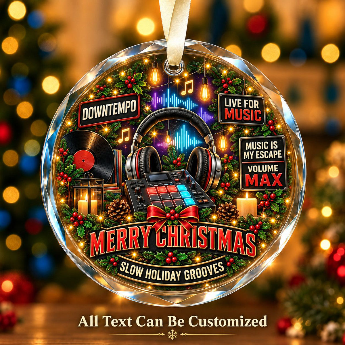 Downtempo Personalized Glass Ornament | 5To9Vibe