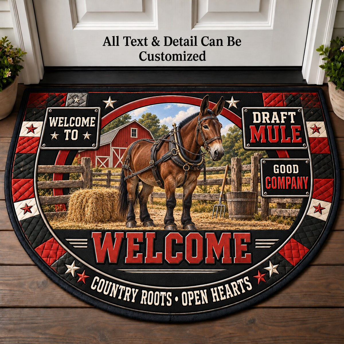Draft Mule Personalized Half Round Mat | 5To9Vibe