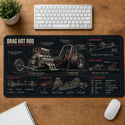 Drag Hot Rod Hot Rod Technical Guide Desk Mat | 5To9Vibe