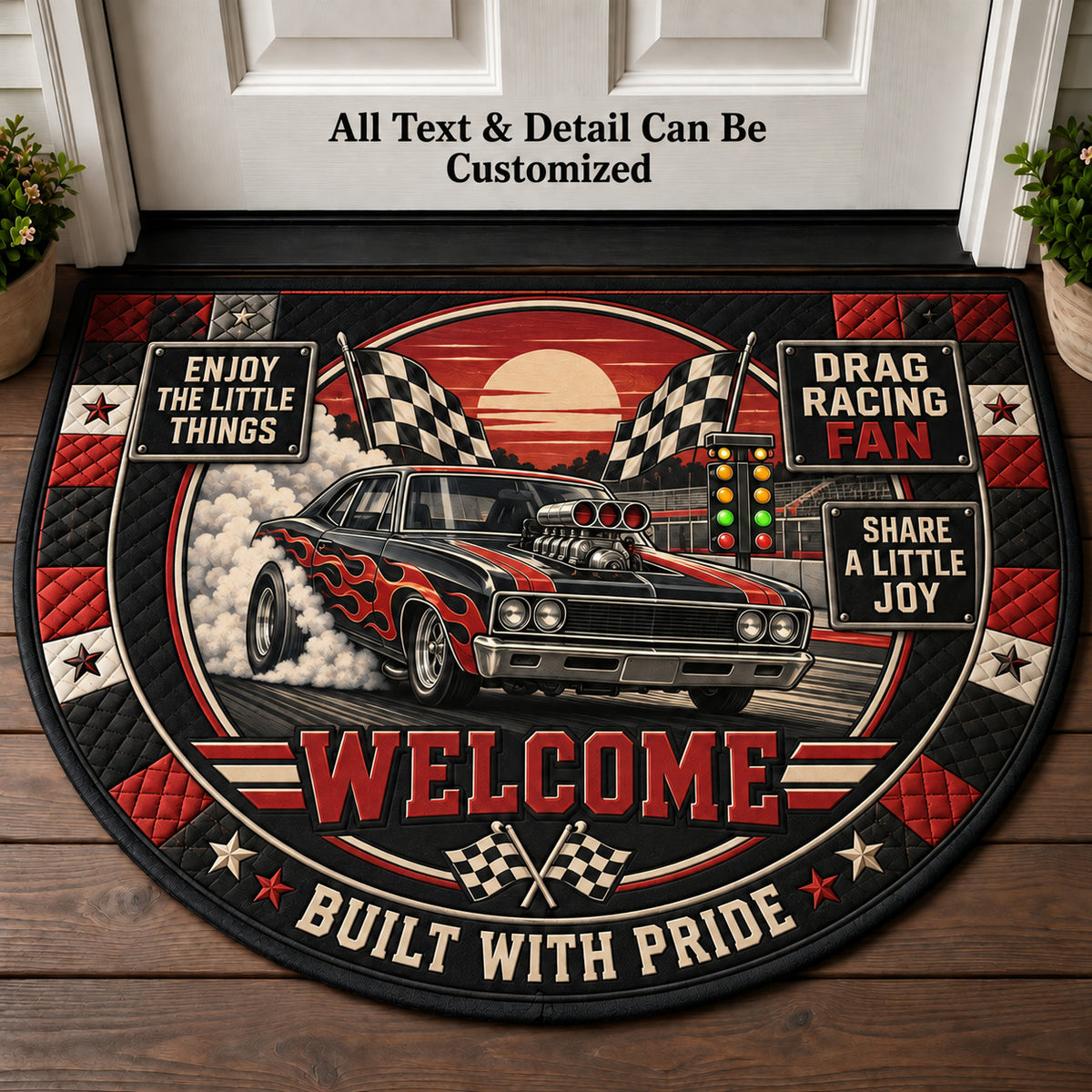 Drag Racing Fan Personalized Half Round Mat | 5To9Vibe