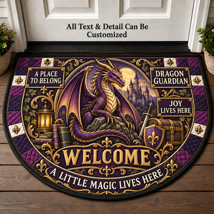 Dragon Guardian Personalized Half Round Mat | 5To9Vibe
