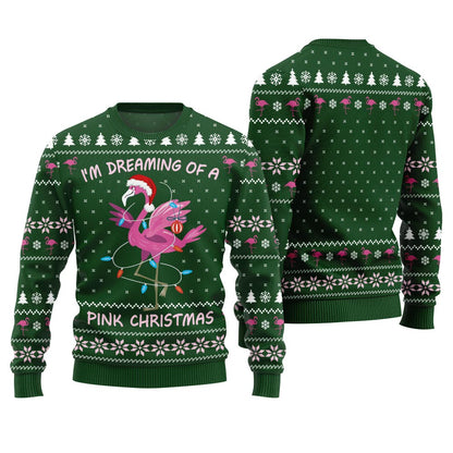 Dreaming Of A Pink Christmas Flamingo Ugly Sweater