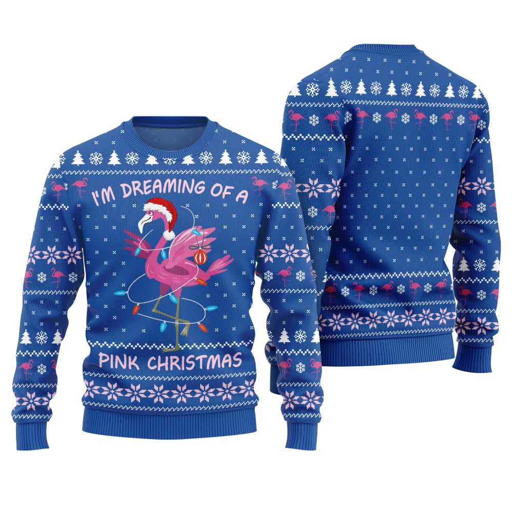 Dreaming Of A Pink Christmas Flamingo Ugly Sweater