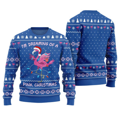Dreaming Of A Pink Christmas Flamingo Ugly Sweater