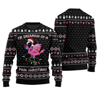 Dreaming Of A Pink Christmas Flamingo Ugly Sweater