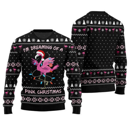 Dreaming Of A Pink Christmas Flamingo Ugly Sweater