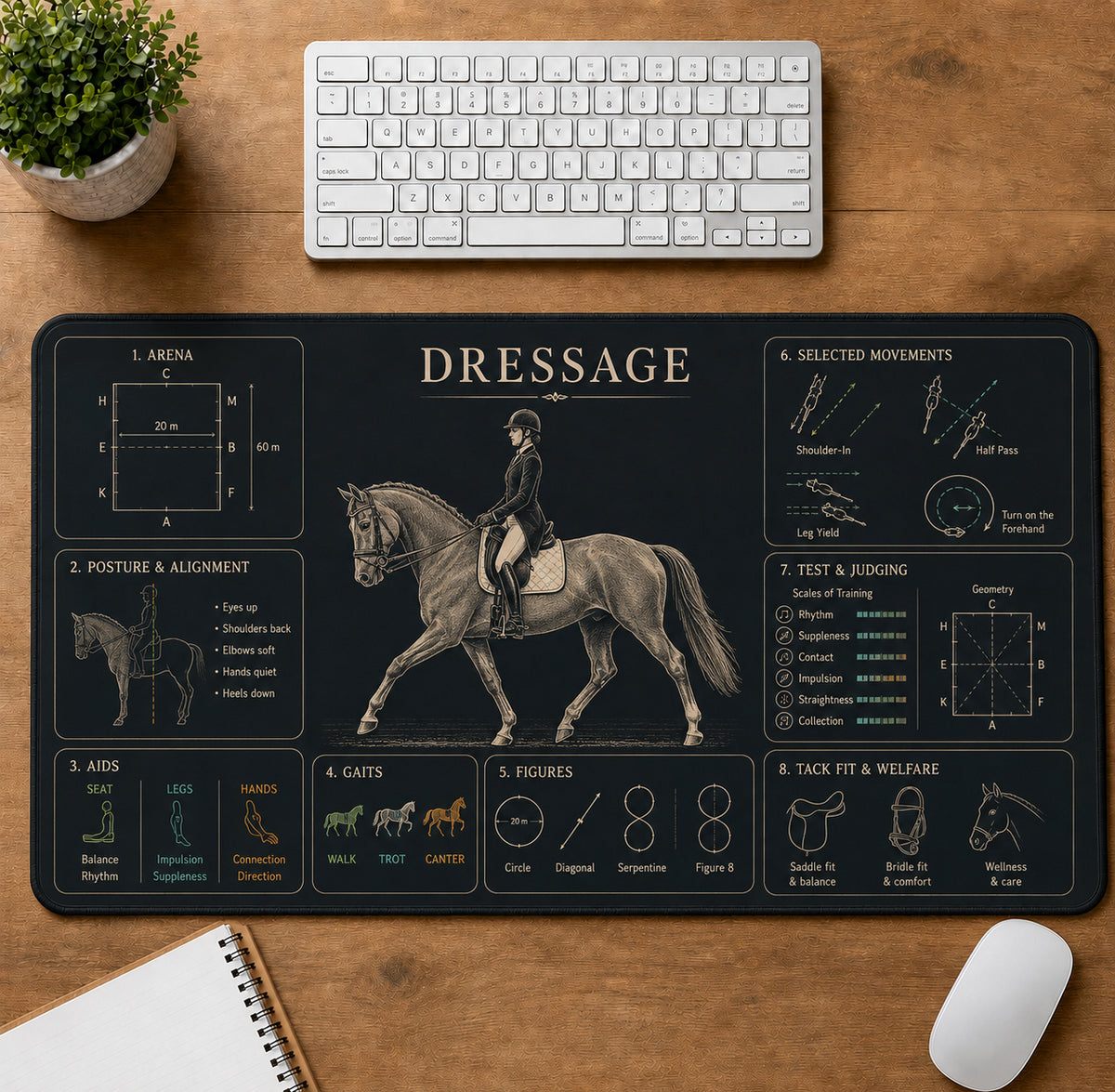 Dressage Sports Visual Guide Desk Mat | 5To9Vibe