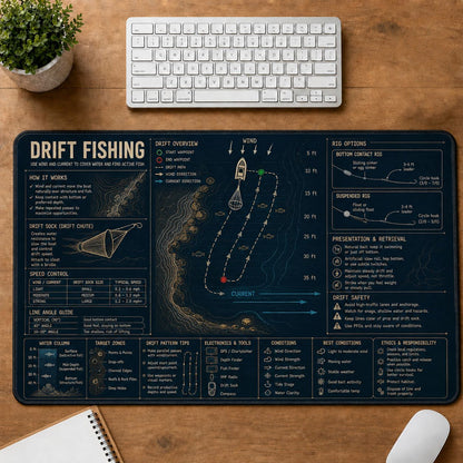 Drift Fishing Fishing Field Guide Desk Mat | 5To9Vibe