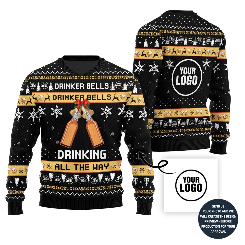 Drinker Bells Custom Logo Beer Ugly Holiday Sweater