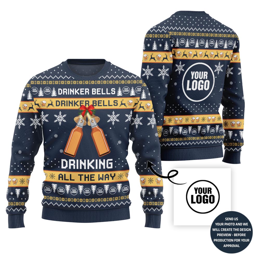 Drinker Bells Custom Logo Beer Ugly Holiday Sweater