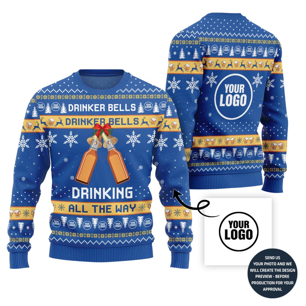 Drinker Bells Custom Logo Beer Ugly Holiday Sweater
