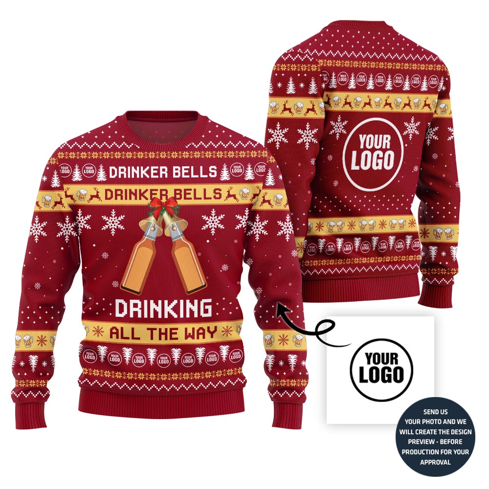 Drinker Bells Custom Logo Beer Ugly Holiday Sweater