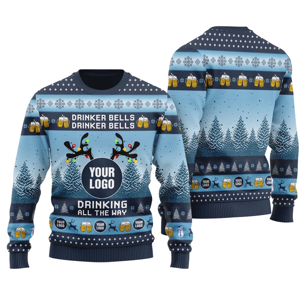 Drinking All The Way Custom Logo Men's Ugly Sweater