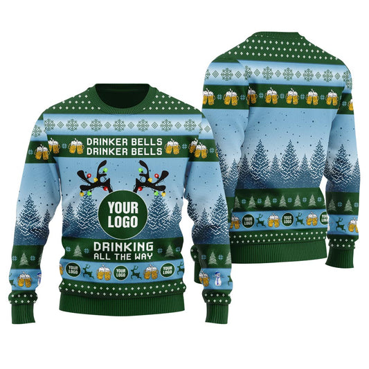 Drinking All The Way Custom Logo Men's Ugly Sweater