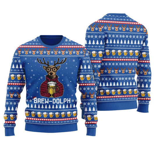 Drinking Beer BrewDolph Ugly Christmas Sweater For Women