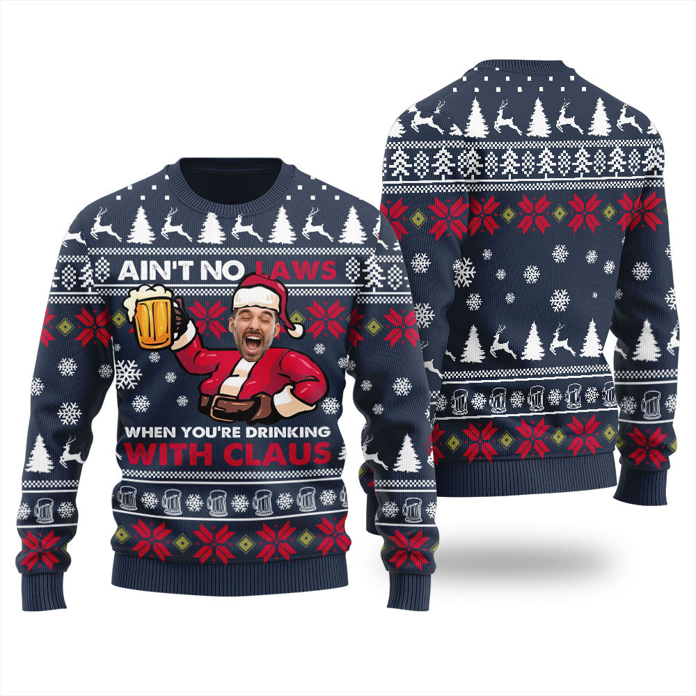 Drinking With Claus Custom Christmas Sweater Women's