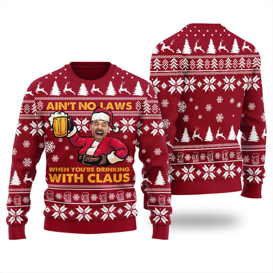 Drinking With Claus Custom Christmas Sweater Women's