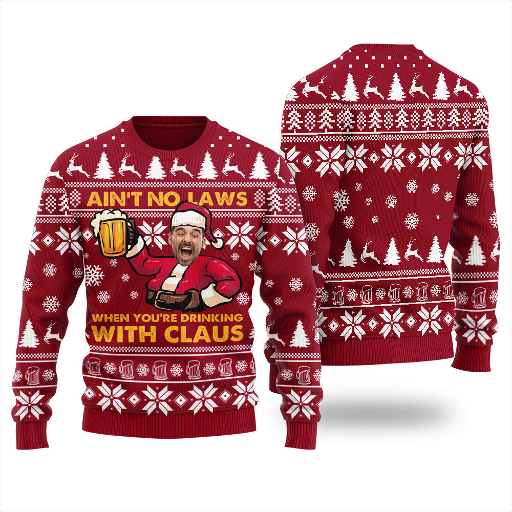 Drinking With Claus Personalized Ugly Sweater Men's