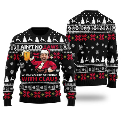 Drinking With Claus Personalized Ugly Sweater Men's
