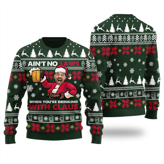 Drinking With Claus Personalized Ugly Sweater Men's