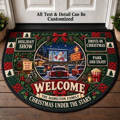 Drive In Christmas Night Personalized Half Round Mat | 5To9Vibe