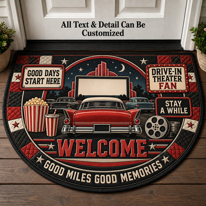 Drive-In Theater Fan Personalized Half Round Mat | 5To9Vibe